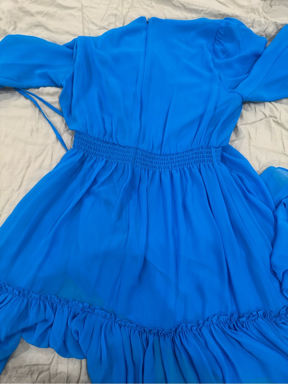 Bright Blue Ruffle Hem Dress - Picture 4 of 5